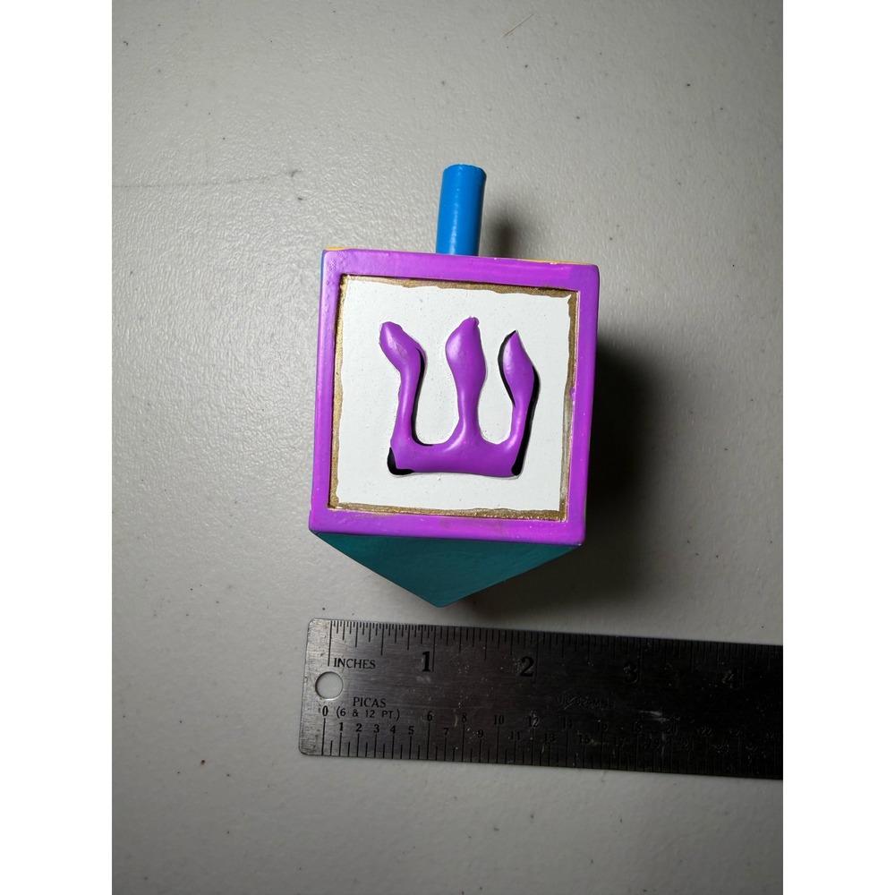 Pacific Enterprises Hand Painted Wooden‎ Dreidel Hanukkah Decor Multicolor Wood